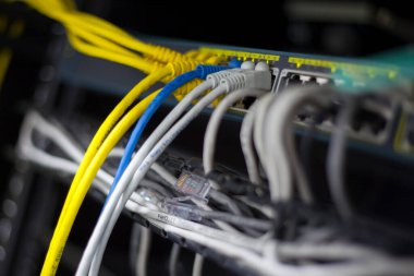 Ethernet kablolarının makroyu kapat İnternet kablosu bağlantı bağlantısı