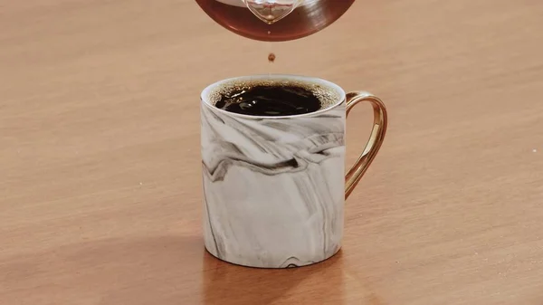 Чорна Спеціальна Кава Подається Чашці Дерев Яному Столі — стокове фото
