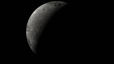 Uzayda Ay, yıldızlı arka plan kozmik güneş sistemi yıldızlarını kapatır