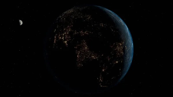 Планета Земля Луна Космосе Звездный Фон Космические Солнечные Звезды — стоковое фото