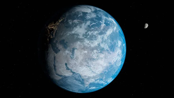 太空中的行星 地球和月亮 恒星背景宇宙太阳星 — 图库照片