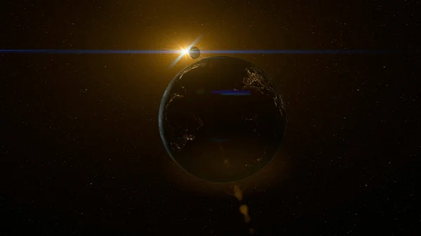 Planeta Tierra Luna Espacio Fondo Estrellado Estrellas Solares Cósmicas —  Fotos de Stock