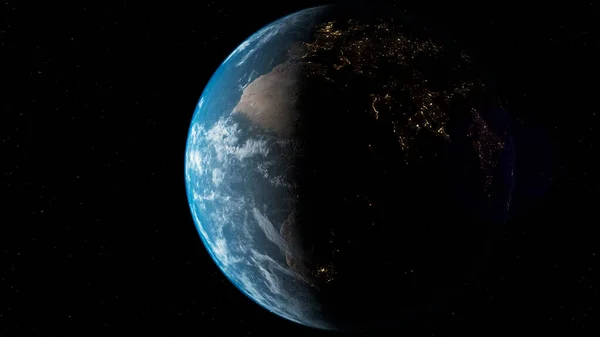 Planeta Ziemia Kosmosie Blisko Gwiezdne Tło Kosmiczne Gwiazdy Słoneczne Świat — Zdjęcie stockowe