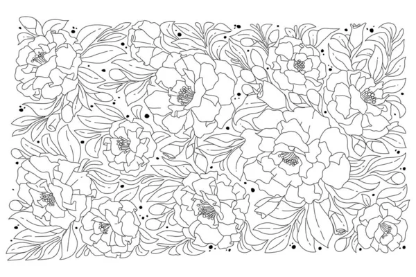 Dibujo Mano Blanco Negro Floral Bosquejo Para Colorear Libro Flor — Vector de stock