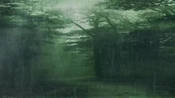Дождь Диком Лесу Красивый Пейзаж Тропических Лесах Включая Филе Дождь — стоковое видео