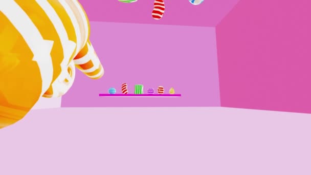 Funny Candy Shooting Cartoon Render Animation — Stock Video
