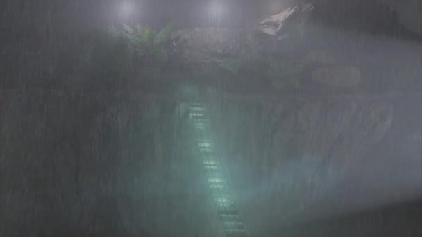 Nachts Regnet Mitten Tal Nächtliche Landschaft Regenwald — Stockvideo