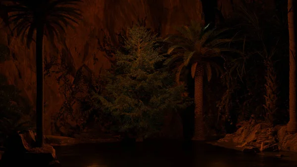 Ormanın yanındaki gece manzarası