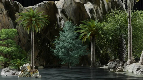 Ormanın yanındaki gece manzarası