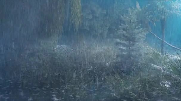 Nachtregen Und Große Wellen Überfluten Den Regenwald Wetter Natur Landschaft — Stockvideo