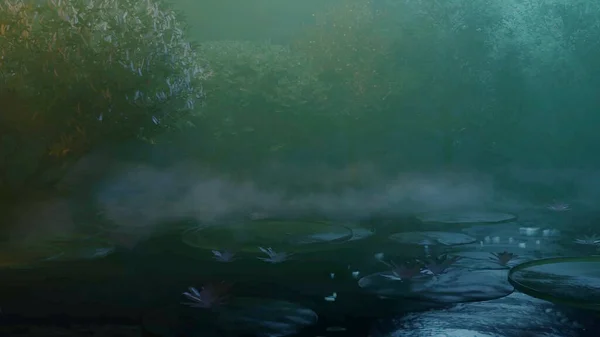 Nilüfer Gölü 'nün vahşi ormandaki gece manzarası - Doğa Manzarası