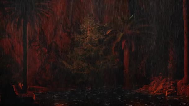 Seen Und Felsen Wald Bei Nacht — Stockvideo
