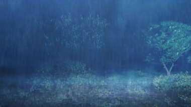 Heavy rain in the forest at night, Rain falls in the rainforest