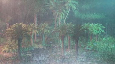 Heavy rain in the forest at night, Rain falls in the rainforest