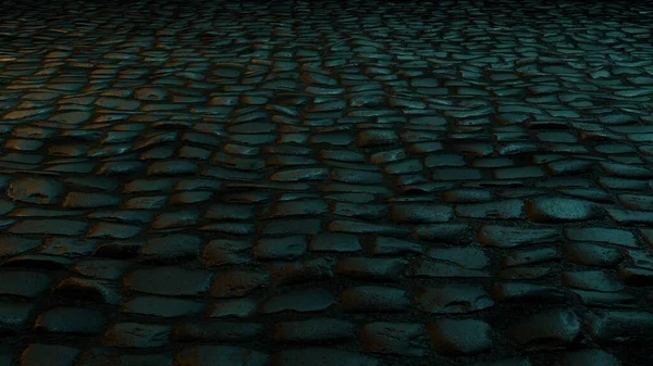 Wet earth brick base at night, Rainwater wet soil surface, suitable for editing and grafting landscapes, trees, sky