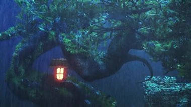 Video Weather Nature Rainforest, Cool rain condenses on trees and treehouses amid freezing rain in the rainy season in the rainforest
