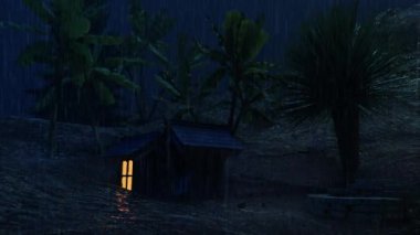 Gece Muz Bahçesi 'ndeki Küçük Ev' e soğuk bir yağmur yağdı.