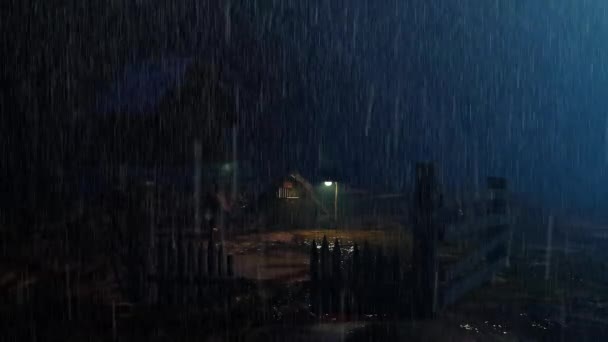 Chuva Encharcou Pobre Casa Campo Nas Colinas Montanhas Desoladas Escuridão — Vídeo de Stock