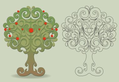 Güzel soyut elma ağacı