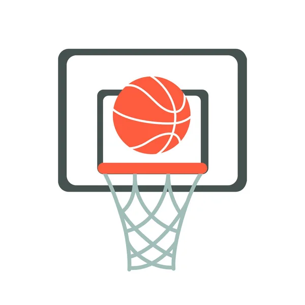 Basketballkorb, Korb, Netz, Ball. Flacher Vektor — Stockvektor