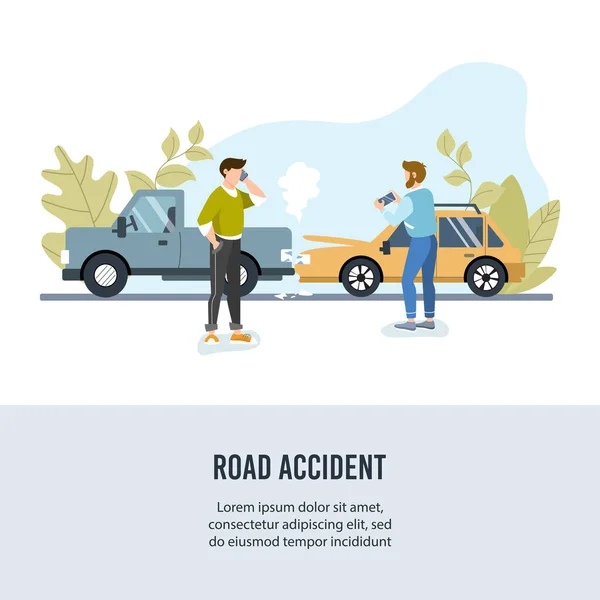 交通事故だ。自動車保険のバナー — ストックベクタ
