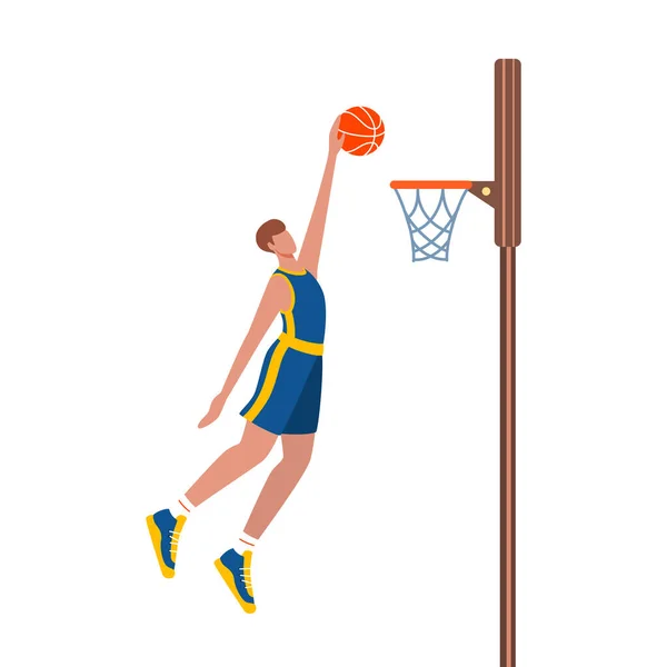 Basketball player throws the ball in the hoop — Stockvektor