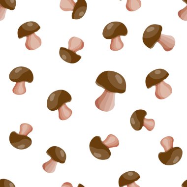 Mantarlı kusursuz desen, sonbahar sanat vektörü 