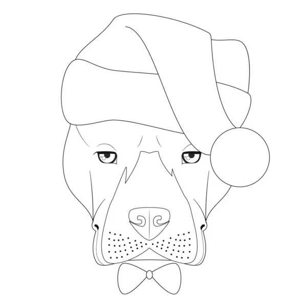 การ ดอวยพรคร มาสส าหร บระบายส ขอเมร Stafordshire Terrier บหมวกของซานต — ภาพเวกเตอร์สต็อก