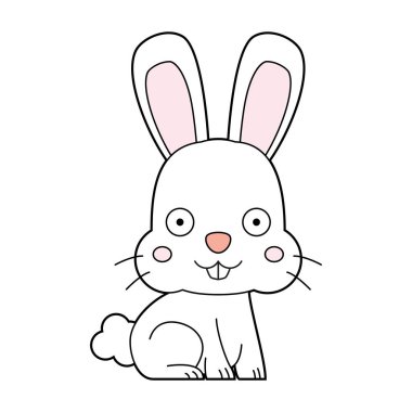 Beyaz bir tavşanın şirin çizgi film çizimi