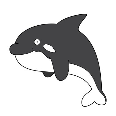 Katil balinanın şirin çizgi film çizimi.