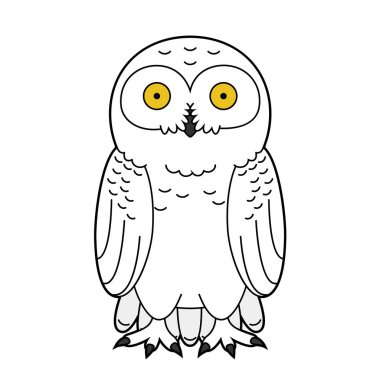 Karlı baykuşun sevimli çizgi film vektör çizimi