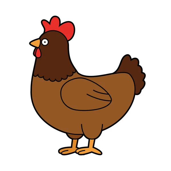 Cute Cartoon Vector Illustration Brown Chicken — Stock Vector