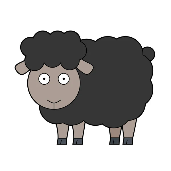 Illustration Vectorielle Dessin Animé Mignon Mouton Noir — Image vectorielle