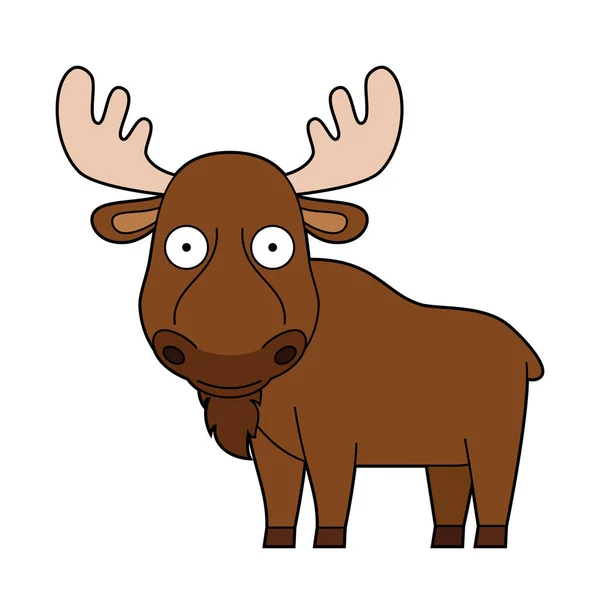 Cute Cartoon Vector Illustration Moose — Stock Vector