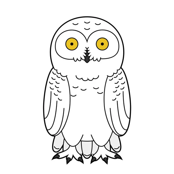 Cute Cartoon Vector Illustration Snowy Owl — Stock Vector