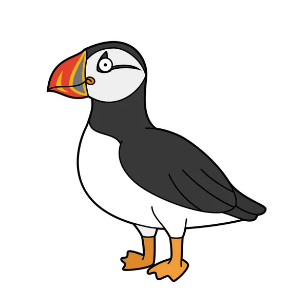 Cute Cartoon Vector Illustration Puffin — Stock Vector