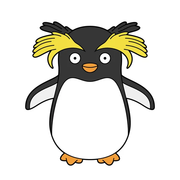 Cute Cartoon Vector Illustration Rockhopper Penguin — Stock Vector