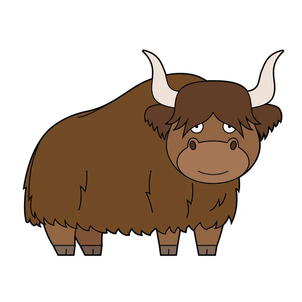 Mignon Dessin Animé Vectoriel Illustration Yak — Image vectorielle