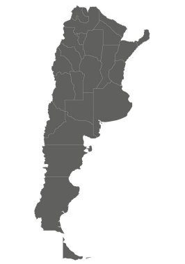 Vector blank map of Argentina with provinces or federated states and administrative divisions. Editable and clearly labeled layers. clipart