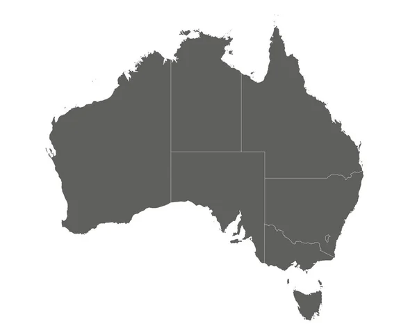 Mapa Branco Vetorial Austrália Com Regiões Territórios Divisões Administrativas Camadas — Vetor de Stock