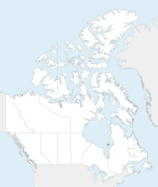 Vektorleere Karte Von Kanada Mit Provinzen Und Territorien Und Verwaltungseinheiten — Stockvektor