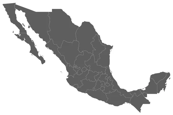 Mappa Vettoriale Del Messico Con Regioni Stati Divisioni Amministrative Livelli — Vettoriale Stock