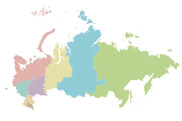 Wektorowe Puste Mapy Rosji Regionów Lub Okręgów Federalnych Podziałów Administracyjnych — Wektor stockowy