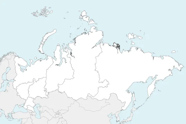 Vektorleere Karte Von Russland Mit Regionen Oder Föderalen Bezirken Und — Stockvektor