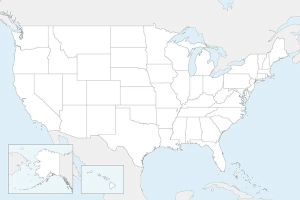 Vektor Blank Karta Över Usa Med Delstater Och Administrativa Indelningar — Stock vektor
