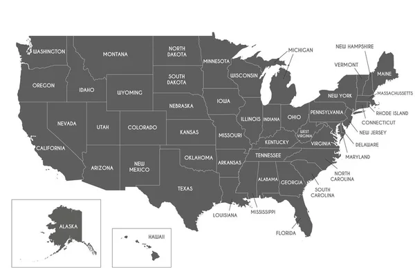 Векторная Карта Сша Штатами Административными Единицами Редактируемые Четко Помеченные Слои — стоковый вектор