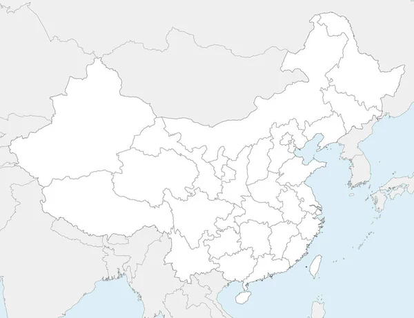 Векторная Карта Китая Провинциями Регионами Административными Единицами Соседними Странами Редактируемые — стоковый вектор