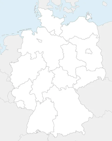 Vector Blank Map Germany Federated States Regions Administrative Divisions Neighbouring — Stock Vector
