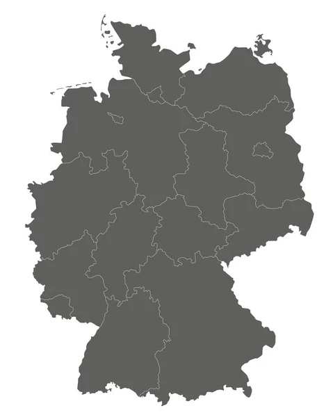 Vector Blank Map Germany Federated States Regions Administrative Divisions Editable — Vetor de Stock