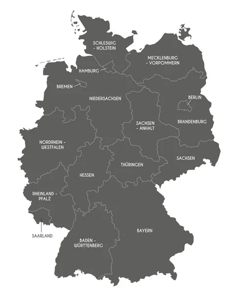 Vector Map Germany Federated States Regions Administrative Divisions Editable Clearly — Vetor de Stock